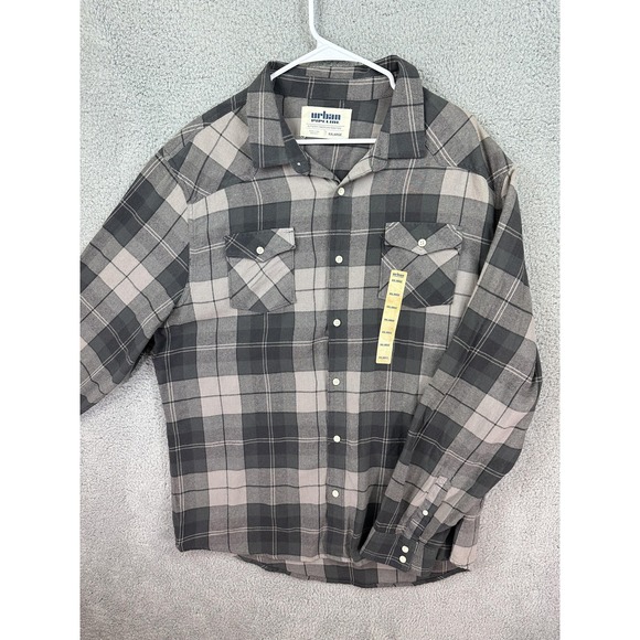 urban pipeline Other - Urban Pipeline Shirt Mens 2XL Gray Black Plaid Flannel Button Up Long Sleeve New